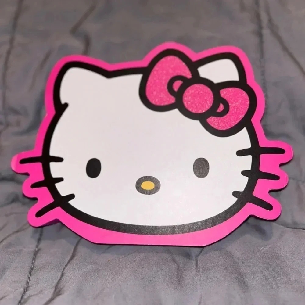 New Hello Kitty Face With Pink Glitter Bow Die Cut Wooden Wood Sign By Sanrio